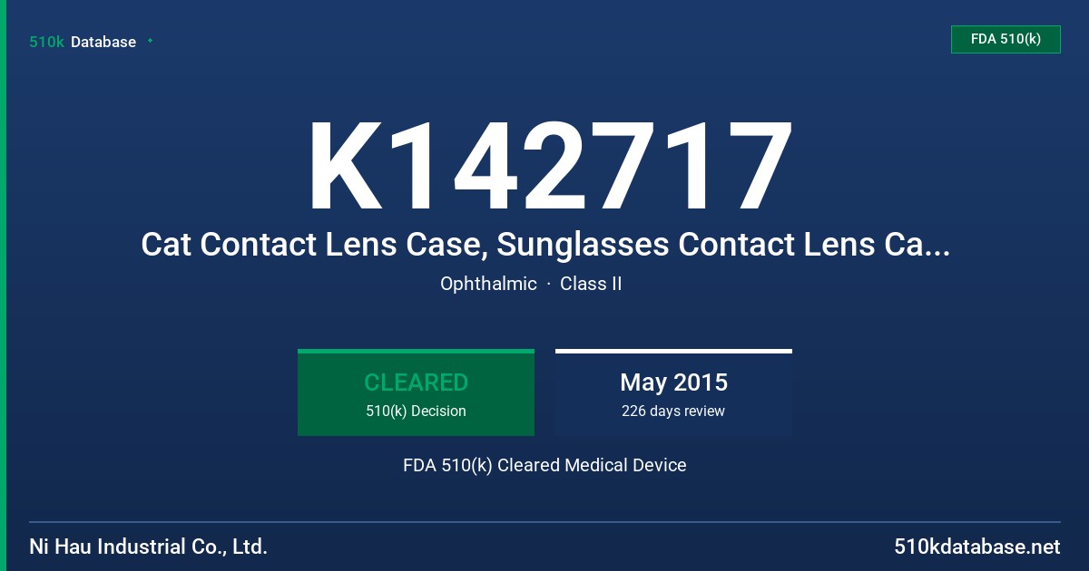 K142717 Cat Contact Lens Case, Sunglasses Contact Lens Case, 1st Contact Lens Case, Geeky Eye Contact Lens Case FDA 510(k) Cleared Medical Device