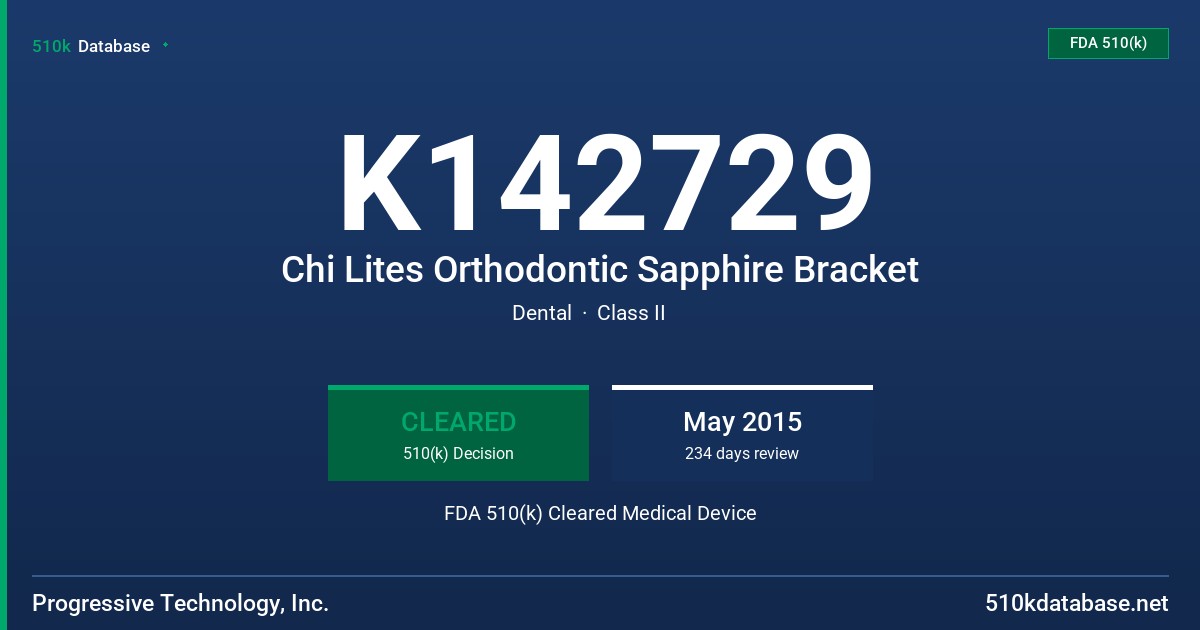 K142729 Chi Lites Orthodontic Sapphire Bracket FDA 510(k) Cleared Medical Device