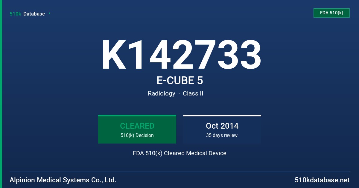 K142733 E-CUBE 5 FDA 510(k) Cleared Medical Device