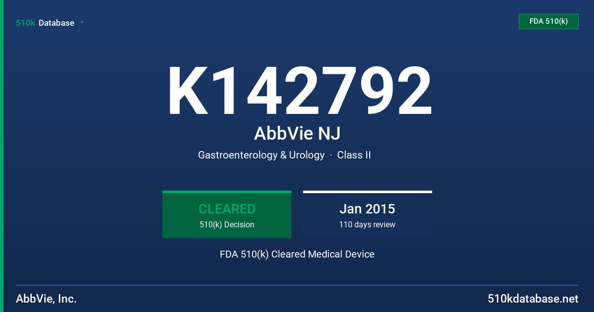 K142792 AbbVie NJ FDA 510(k) Cleared Medical Device