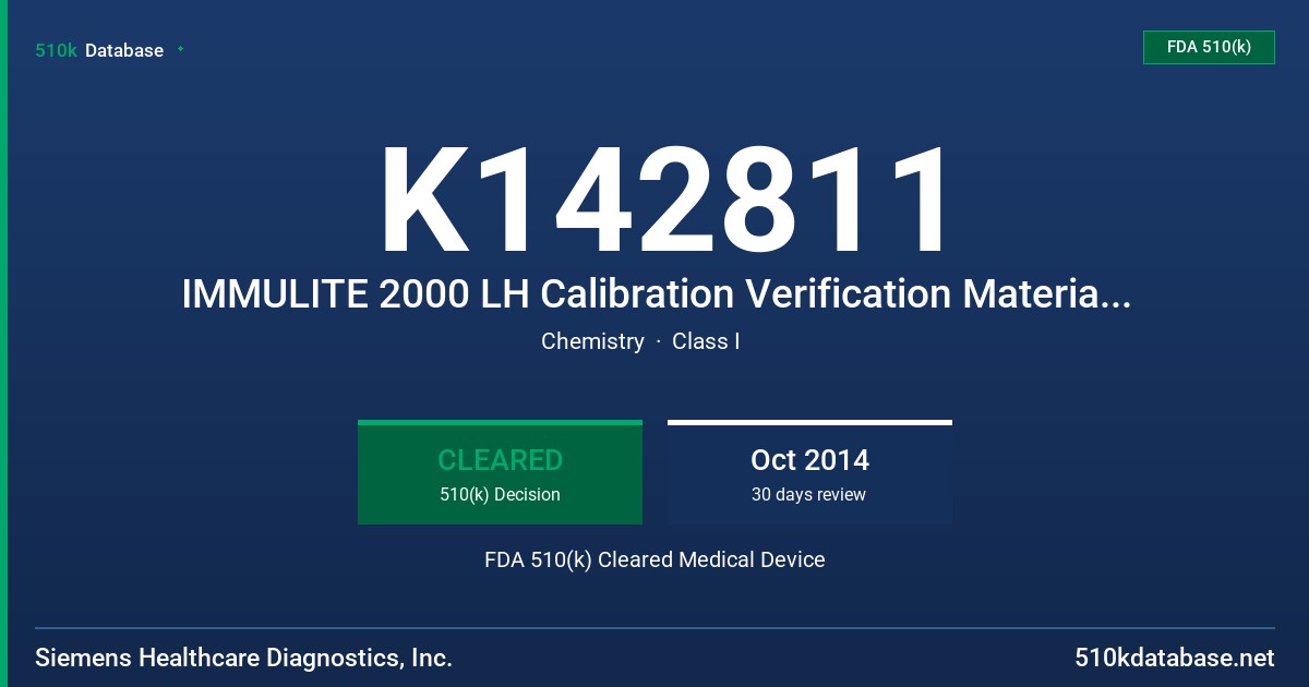 K142811 IMMULITE 2000 LH Calibration Verification Material (CVM), IMMULITE 2000 Free T3 Calibration Verification Material (CVM), IMMULITE 2000 Gastrin Calibration Verification Material (CVM) FDA 510(k) Cleared Medical Device