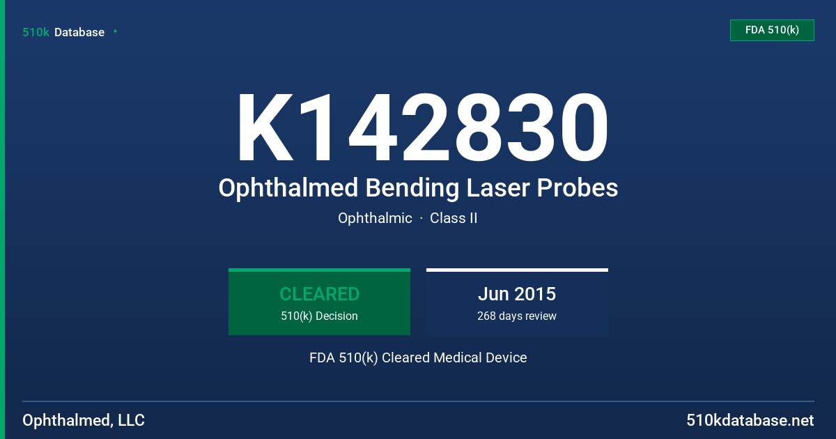 K142830 Ophthalmed Bending Laser Probes FDA 510(k) Cleared Medical Device