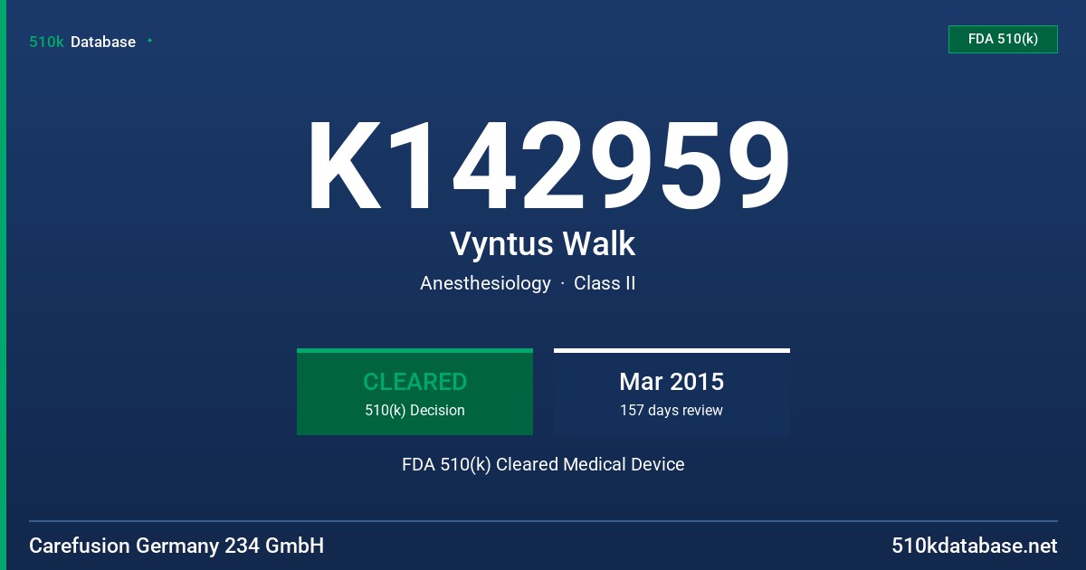 K142959 Vyntus Walk FDA 510(k) Cleared Medical Device