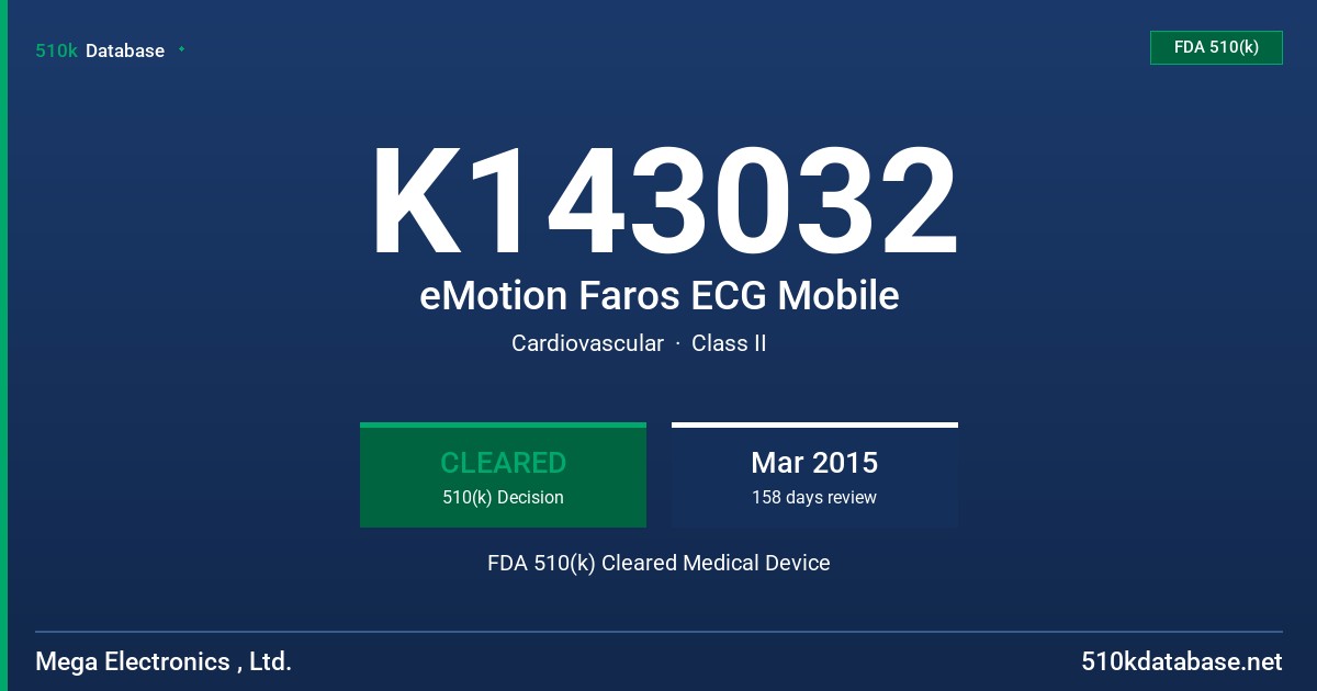 K143032 eMotion Faros ECG Mobile FDA 510(k) Cleared Medical Device