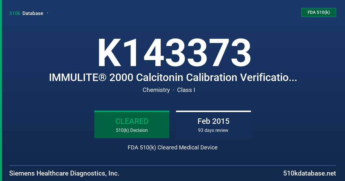 K143373 IMMULITE® 2000 Calcitonin Calibration Verification Material , IMMULITE® 2000 Prostatic Acid Phosphatase (PAP) Calibration Verification Material FDA 510(k) Cleared Medical Device