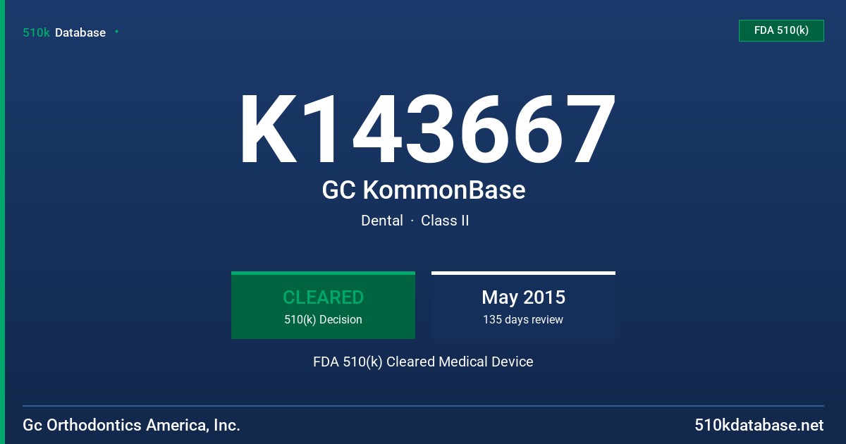 K143667 GC KommonBase FDA 510(k) Cleared Medical Device