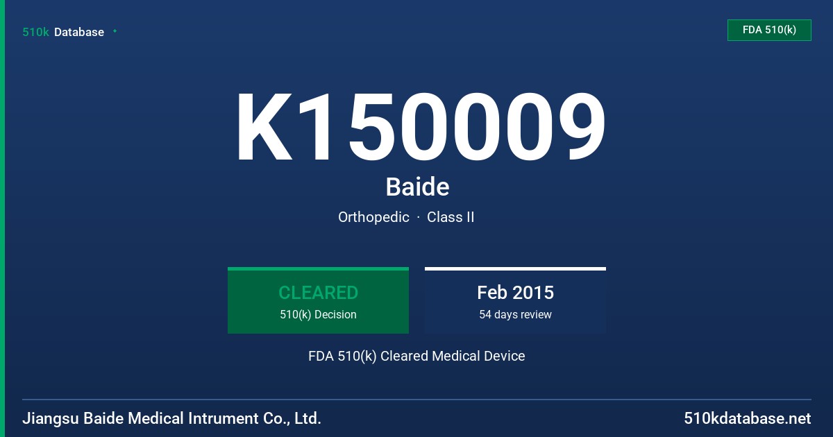 K150009 Baide FDA 510(k) Cleared Medical Device