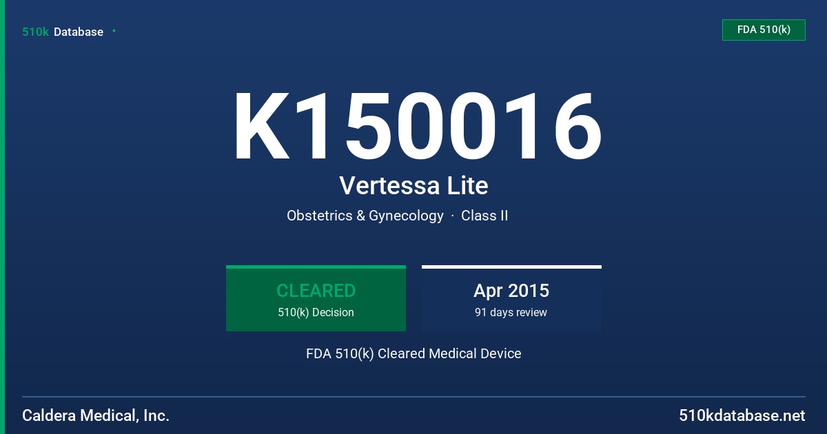 K150016 Vertessa Lite FDA 510(k) Cleared Medical Device