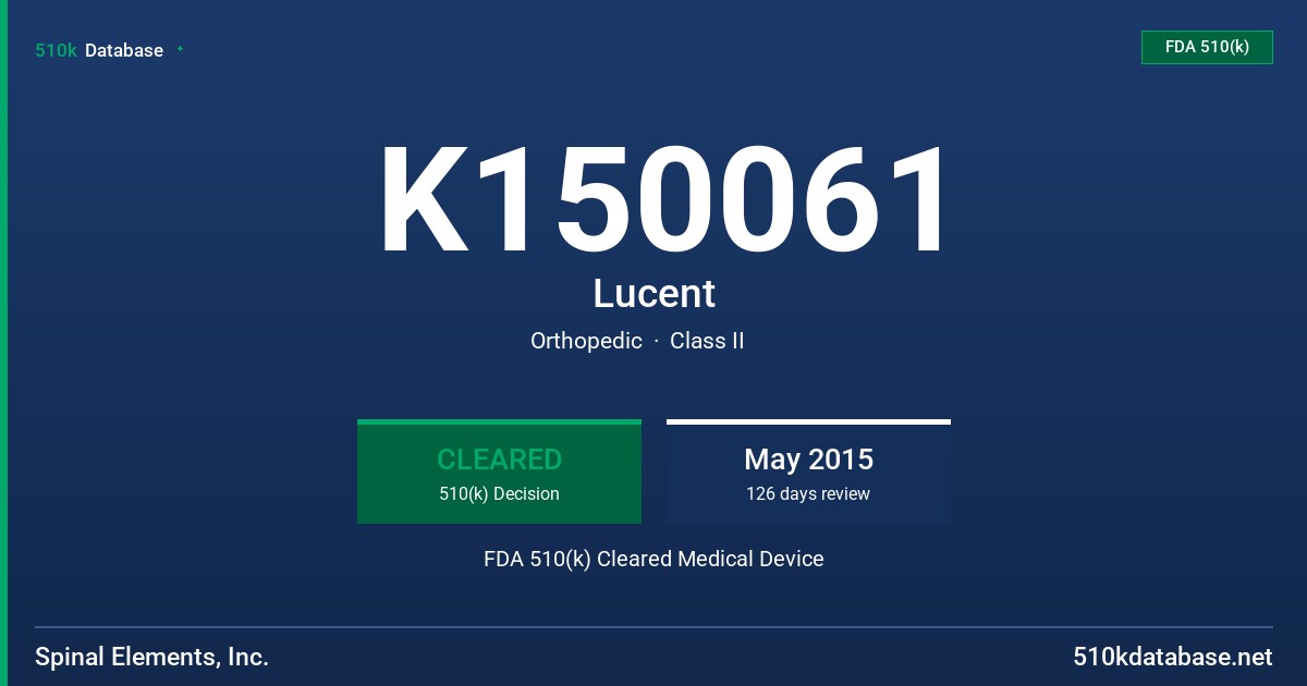 K150061 Lucent FDA 510(k) Cleared Medical Device