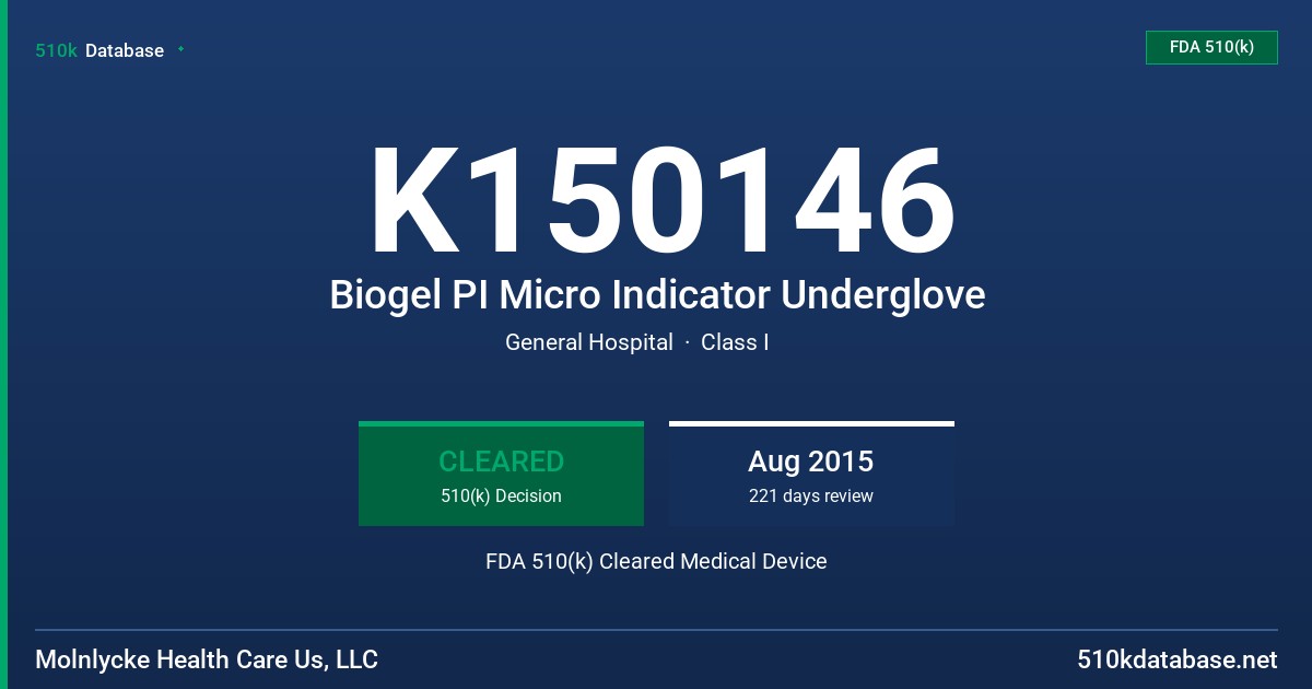 K150146 Biogel PI Micro Indicator Underglove FDA 510(k) Cleared Medical Device