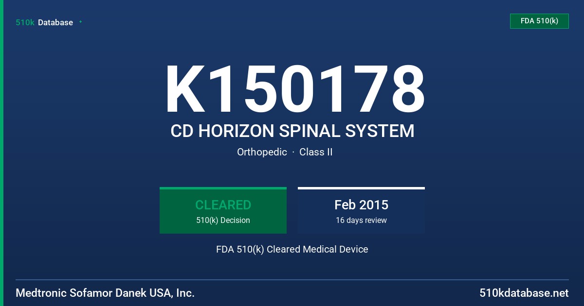 K150178 CD HORIZON SPINAL SYSTEM FDA 510(k) Cleared Medical Device
