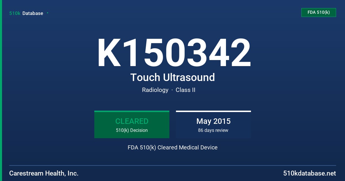 K150342 Touch Ultrasound FDA 510(k) Cleared Medical Device