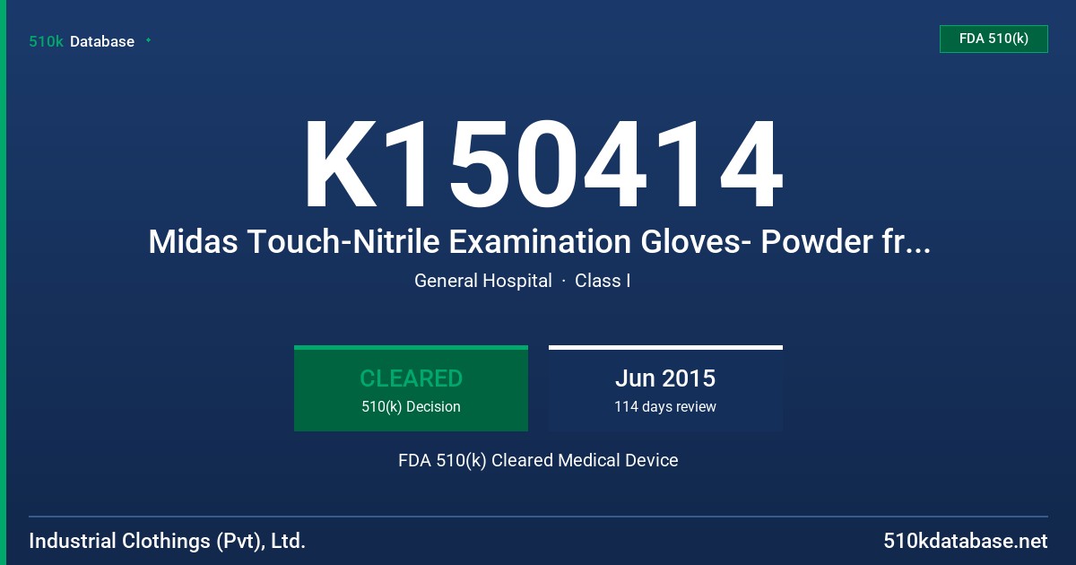 K150414 Midas Touch-Nitrile Examination Gloves- Powder free, Orange, XS, Model SNAEFT-240OR-XS FDA 510(k) Cleared Medical Device