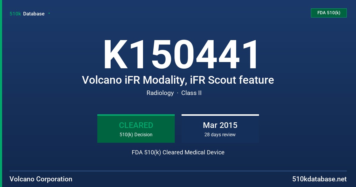 K150441 Volcano iFR Modality, iFR Scout feature FDA 510(k) Cleared Medical Device