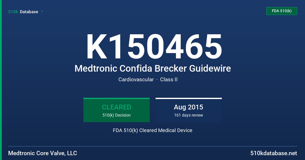 K150465 Medtronic Confida Brecker Guidewire FDA 510(k) Cleared Medical Device