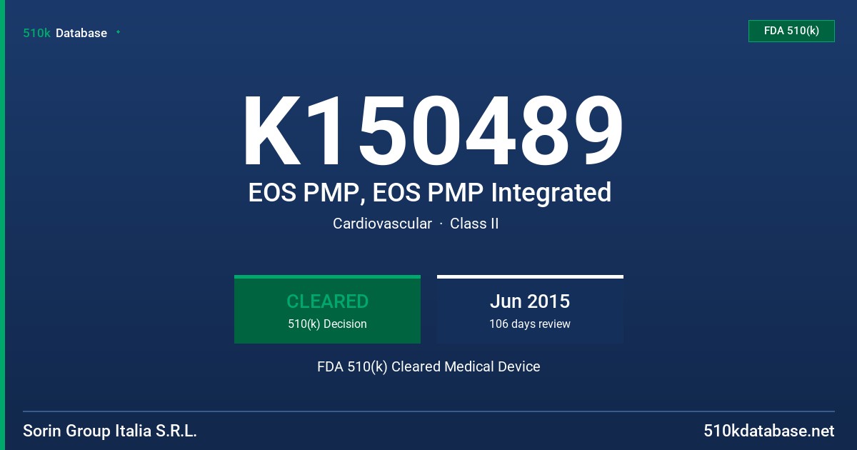 K150489 EOS PMP, EOS PMP Integrated FDA 510(k) Cleared Medical Device