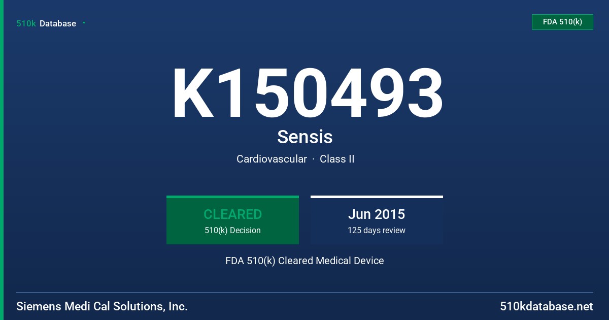 K150493 Sensis FDA 510(k) Cleared Medical Device