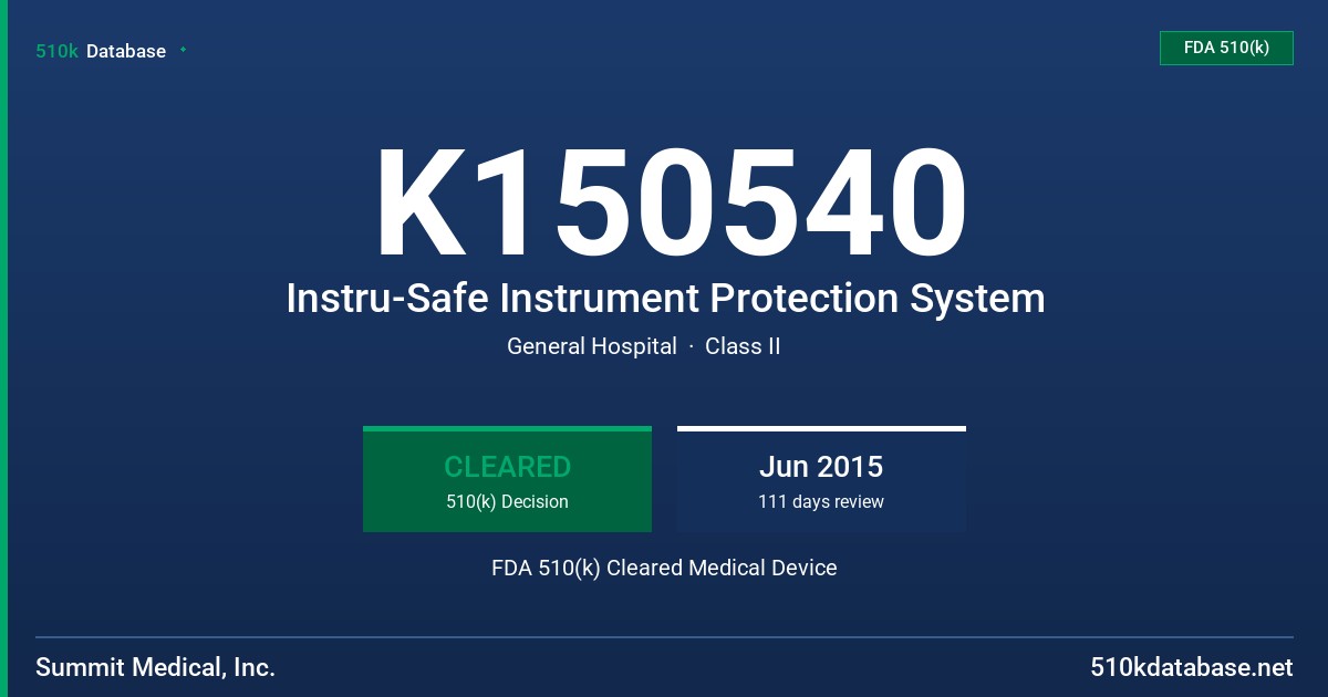 K150540 Instru-Safe Instrument Protection System FDA 510(k) Cleared Medical Device