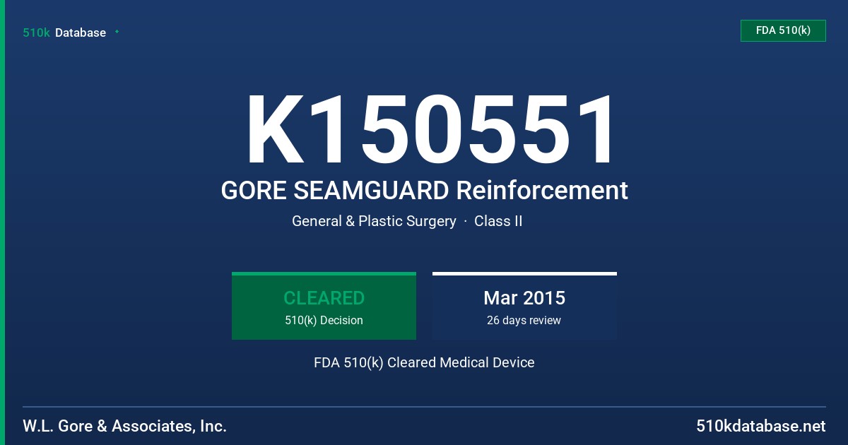 K150551 GORE SEAMGUARD Reinforcement FDA 510(k) Cleared Medical Device