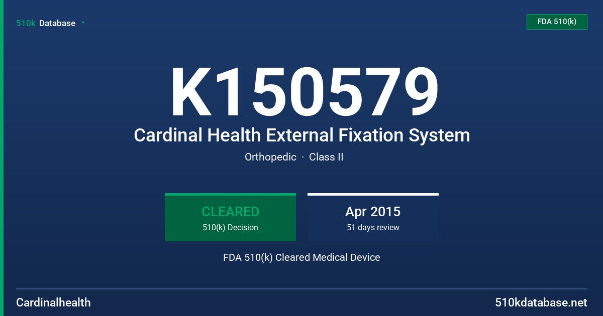K150579 Cardinal Health External Fixation System FDA 510(k) Cleared Medical Device