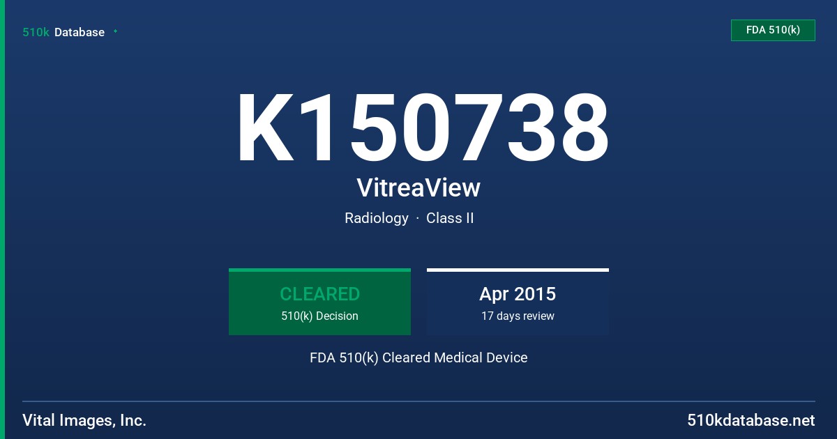 K150738 VitreaView FDA 510(k) Cleared Medical Device