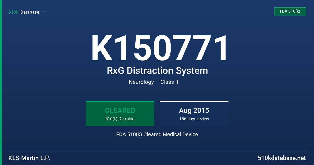 K150771 RxG Distraction System FDA 510(k) Cleared Medical Device