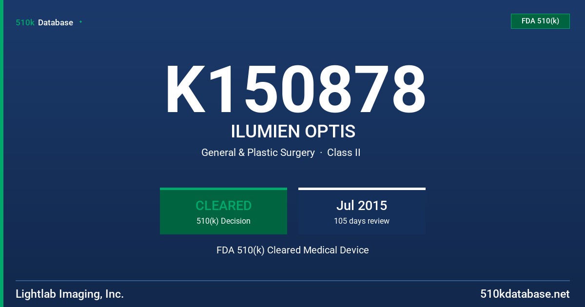 K150878 ILUMIEN OPTIS FDA 510(k) Cleared Medical Device