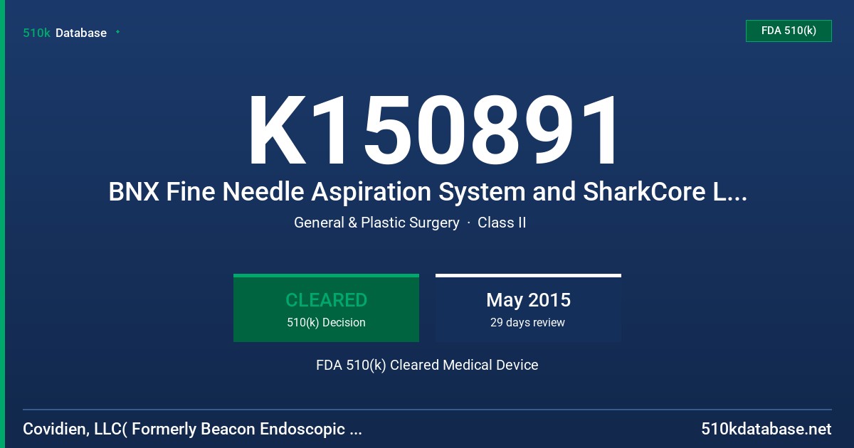K150891 BNX Fine Needle Aspiration System and SharkCore LG Fine Needle Biopsy System FDA 510(k) Cleared Medical Device