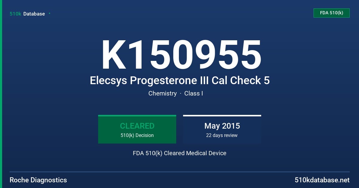 K150955 Elecsys Progesterone III Cal Check 5 FDA 510(k) Cleared Medical Device