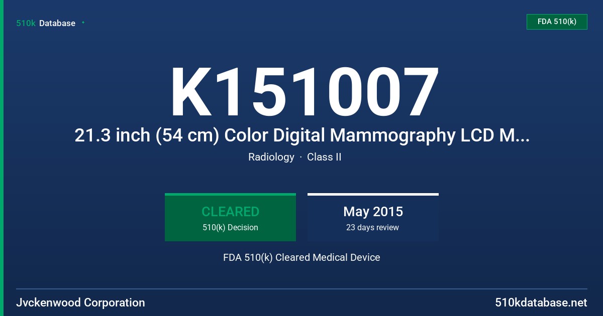 K151007 21.3 inch (54 cm) Color Digital Mammography LCD Monitor CCL550i2(CL21550) FDA 510(k) Cleared Medical Device