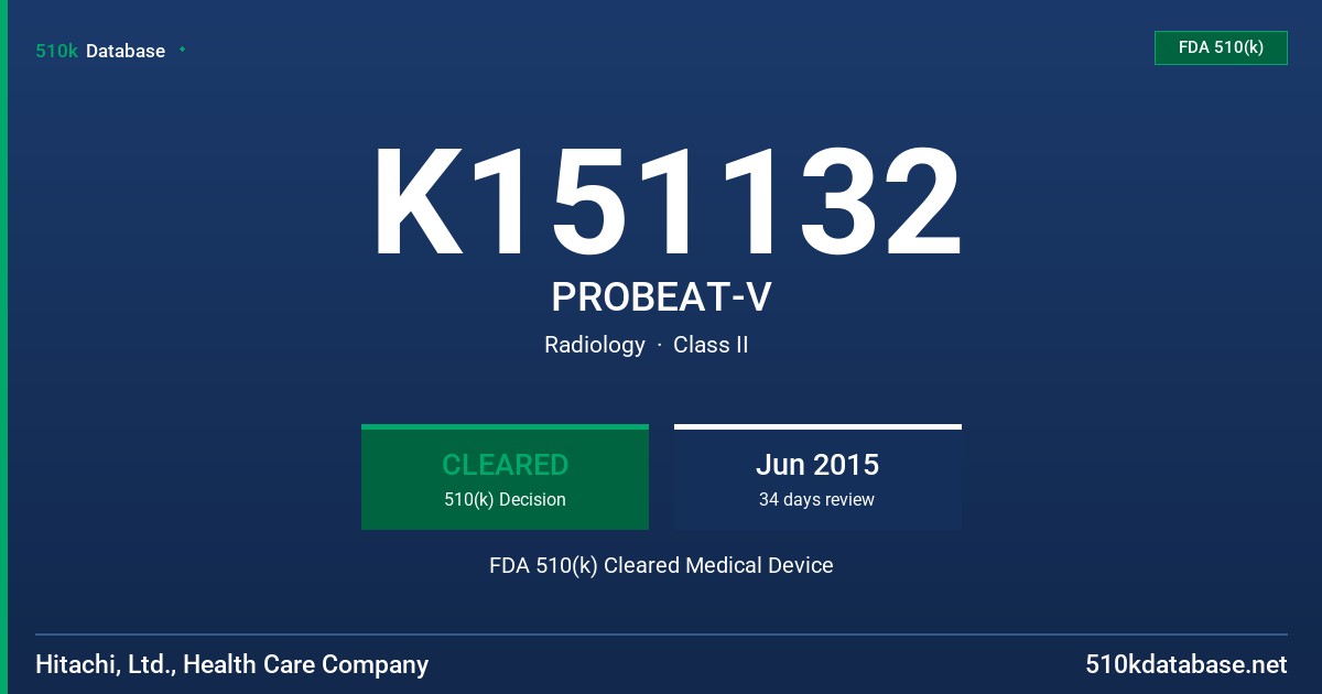 K151132 PROBEAT-V FDA 510(k) Cleared Medical Device