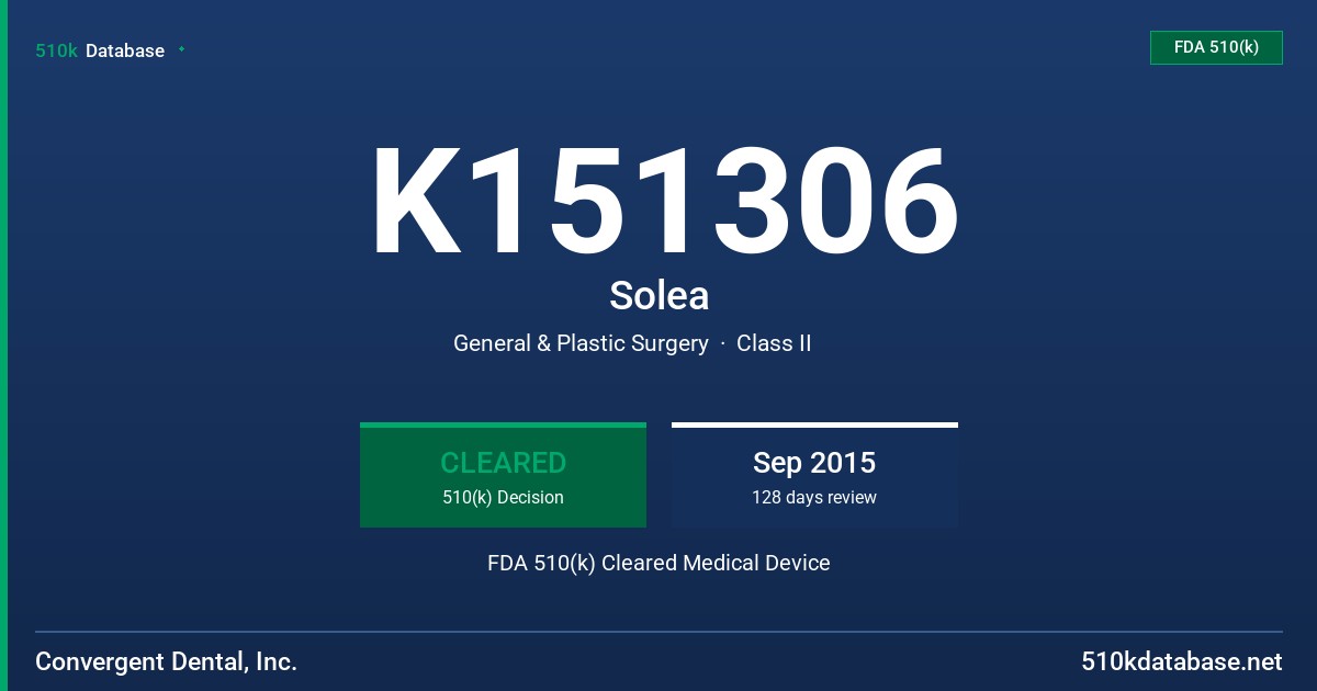 K151306 Solea FDA 510(k) Cleared Medical Device