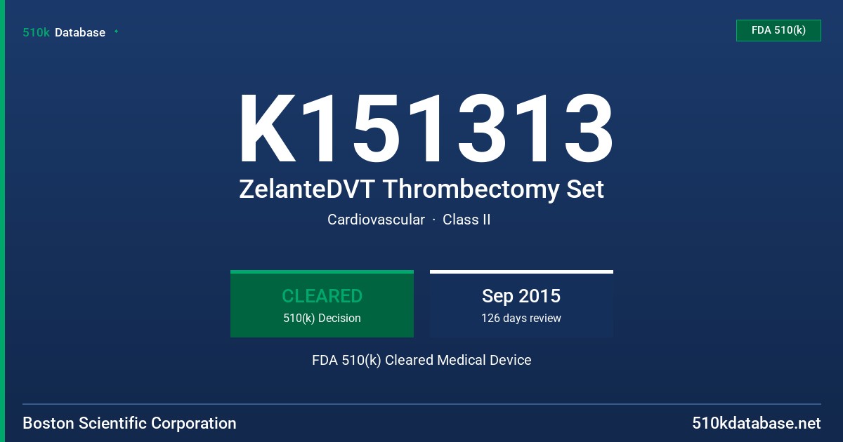 K151313 ZelanteDVT Thrombectomy Set FDA 510(k) Cleared Medical Device