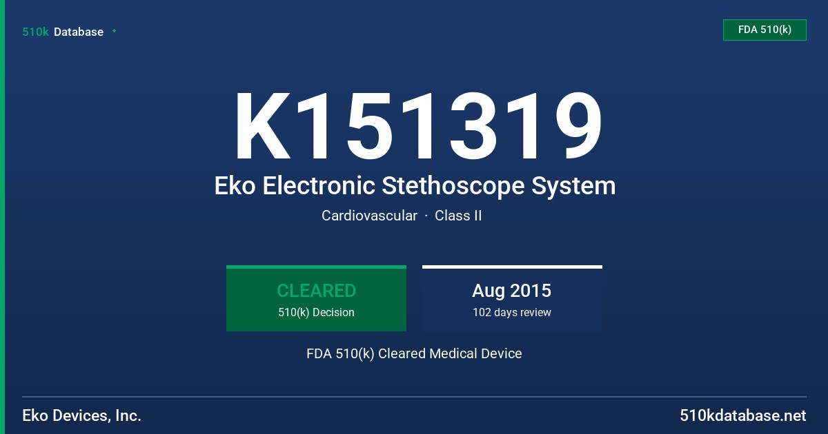 K151319 Eko Electronic Stethoscope System FDA 510(k) Cleared Medical Device