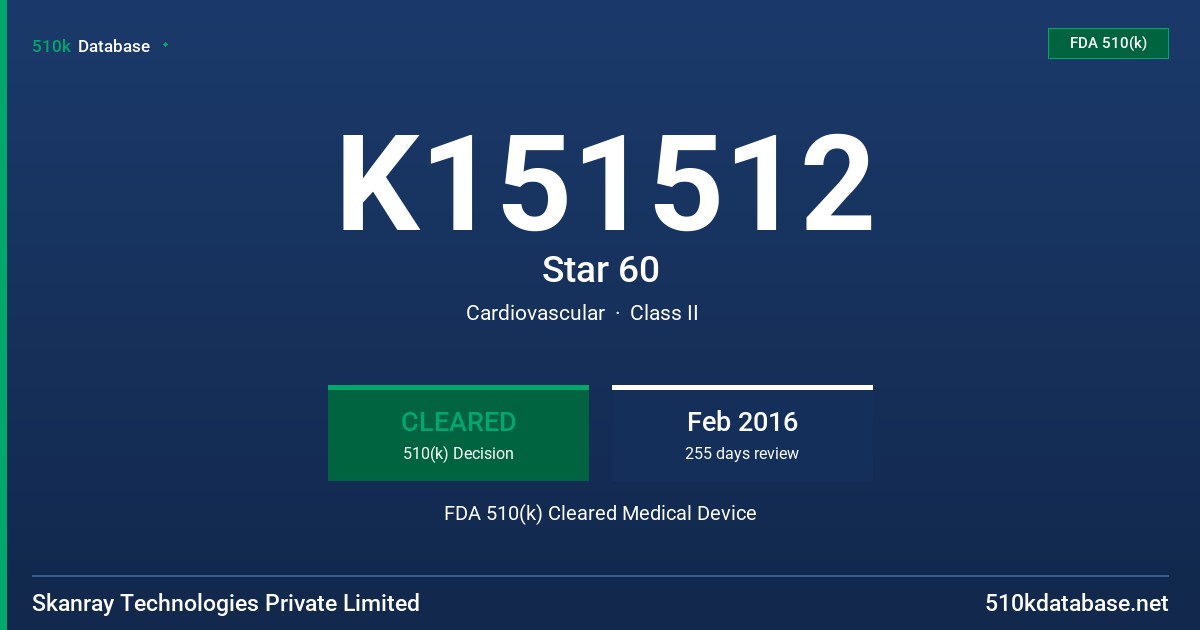 K151512 Star 60 FDA 510(k) Cleared Medical Device