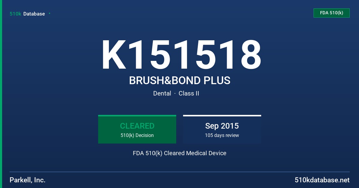 K151518 BRUSH&BOND PLUS FDA 510(k) Cleared Medical Device