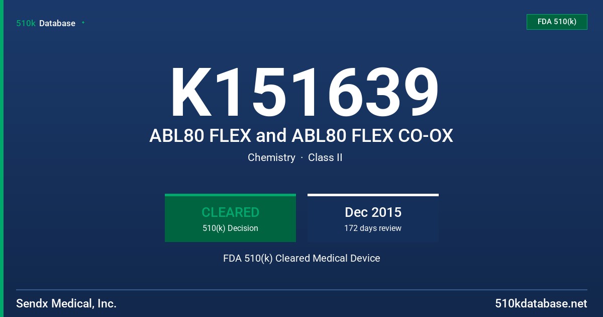 K151639 ABL80 FLEX and ABL80 FLEX CO-OX FDA 510(k) Cleared Medical Device