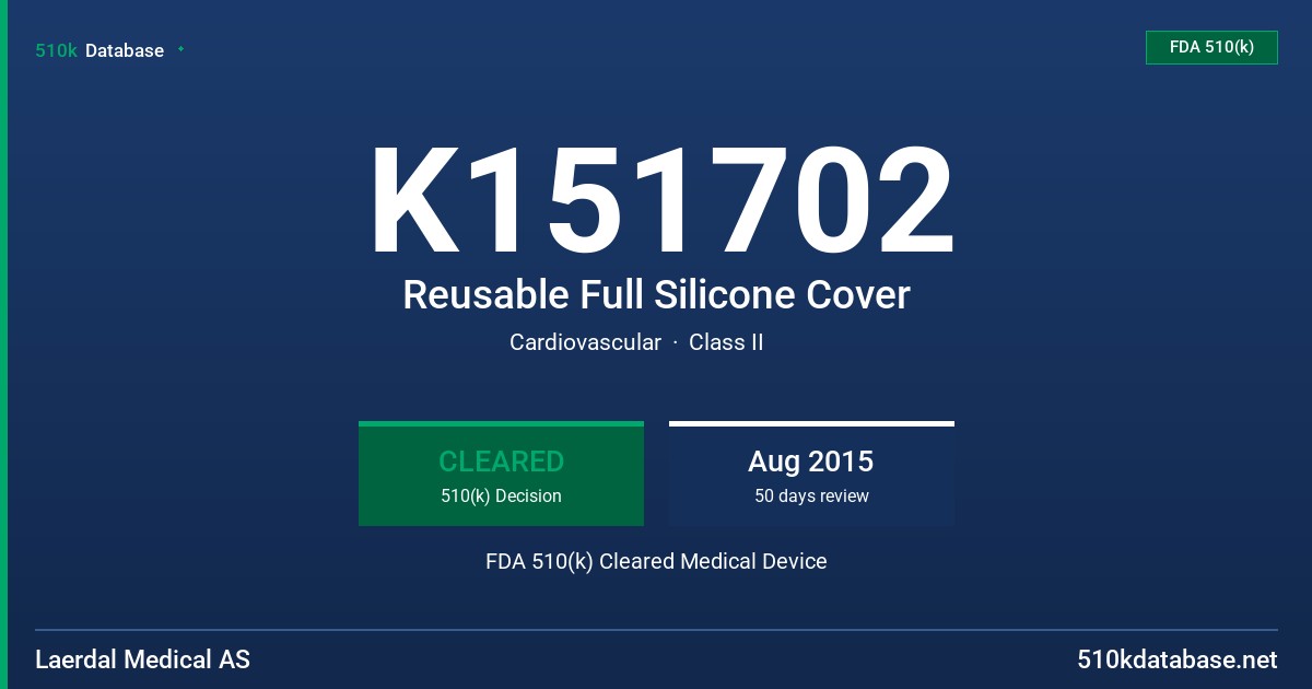 K151702 Reusable Full Silicone Cover FDA 510(k) Cleared Medical Device
