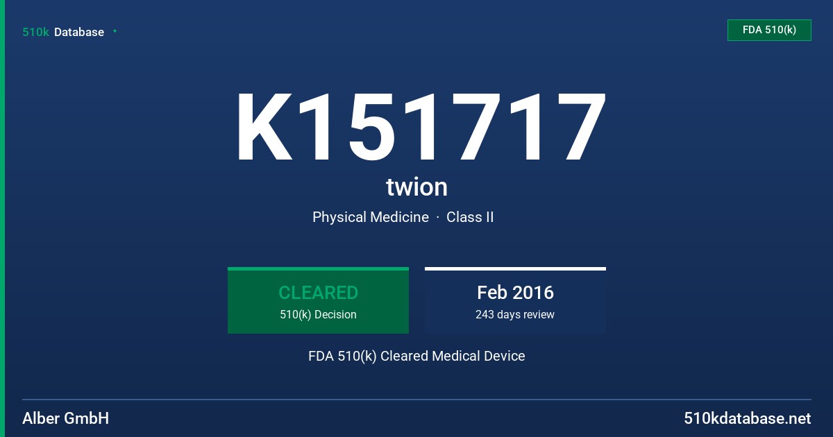 K151717 twion FDA 510(k) Cleared Medical Device