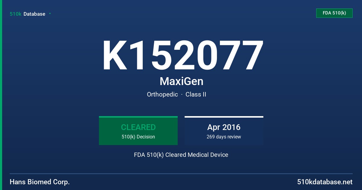 K152077 MaxiGen FDA 510(k) Cleared Medical Device