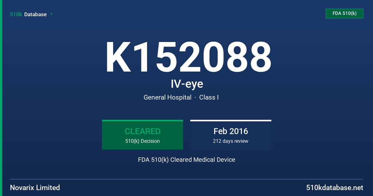 K152088 IV-eye FDA 510(k) Cleared Medical Device
