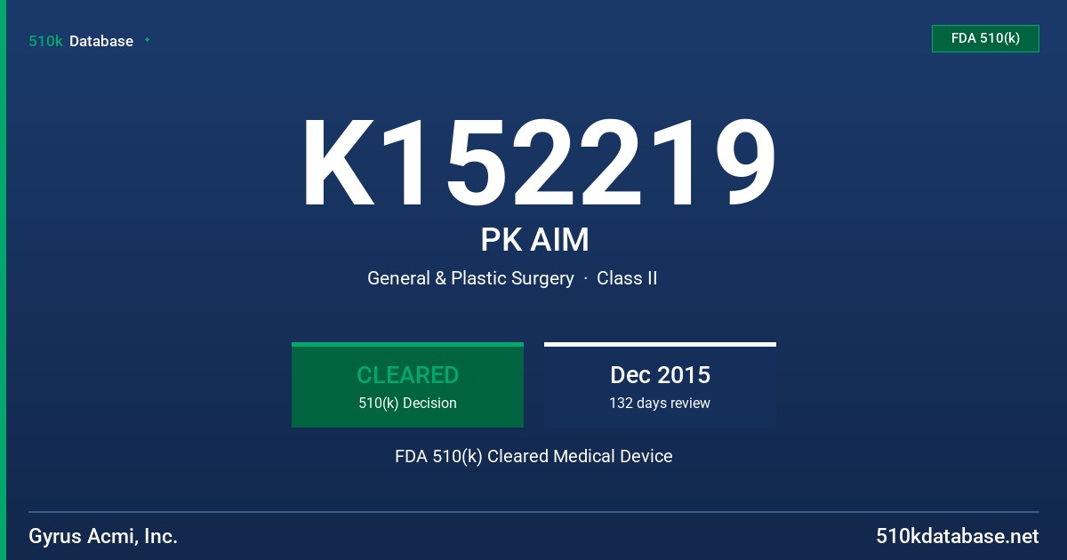 K152219 PK AIM FDA 510(k) Cleared Medical Device