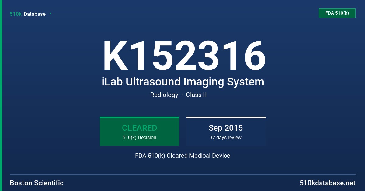 K152316 iLab Ultrasound Imaging System FDA 510(k) Cleared Medical Device