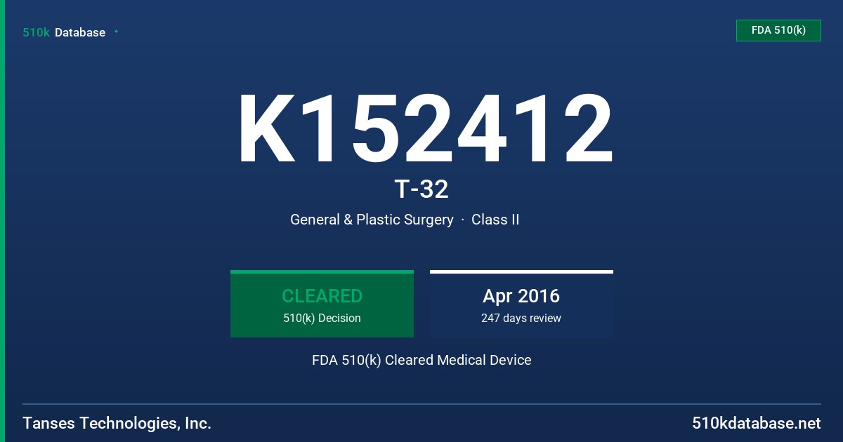 K152412 T-32 FDA 510(k) Cleared Medical Device