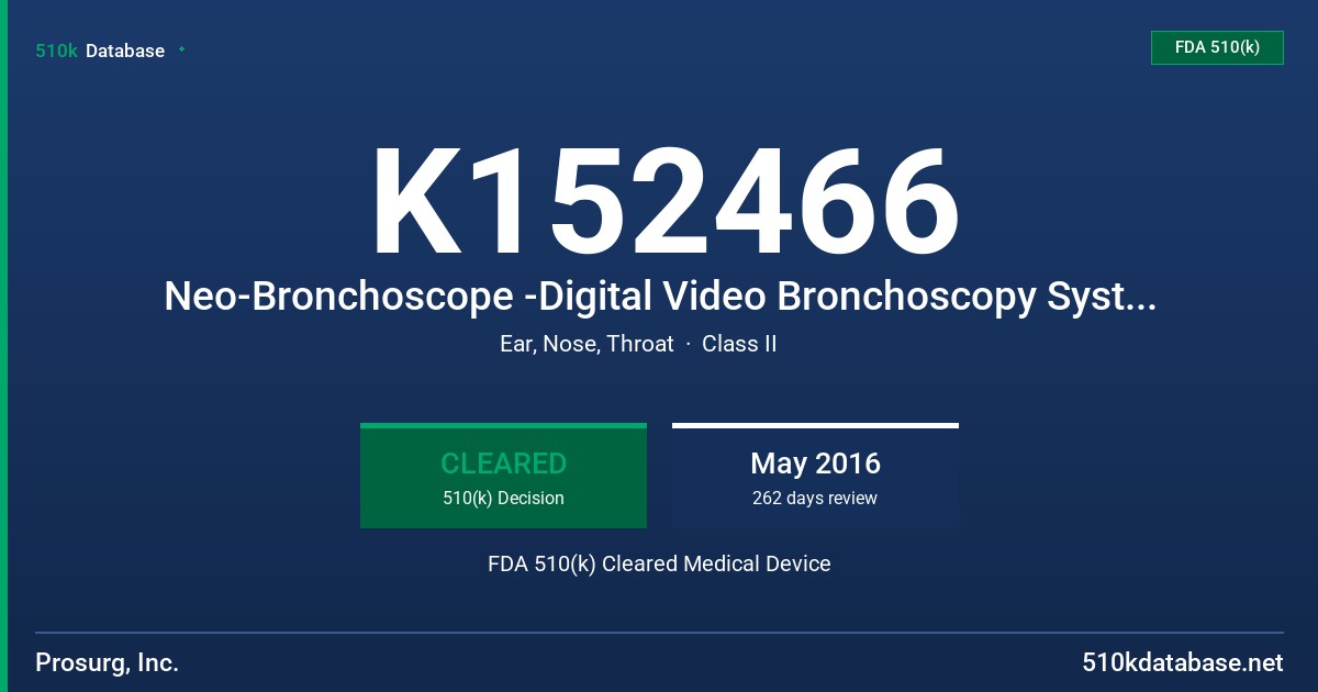 K152466 Neo-Bronchoscope -Digital Video Bronchoscopy System(Rigid/Flexible) FDA 510(k) Cleared Medical Device