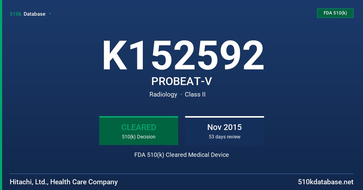 K152592 PROBEAT-V FDA 510(k) Cleared Medical Device