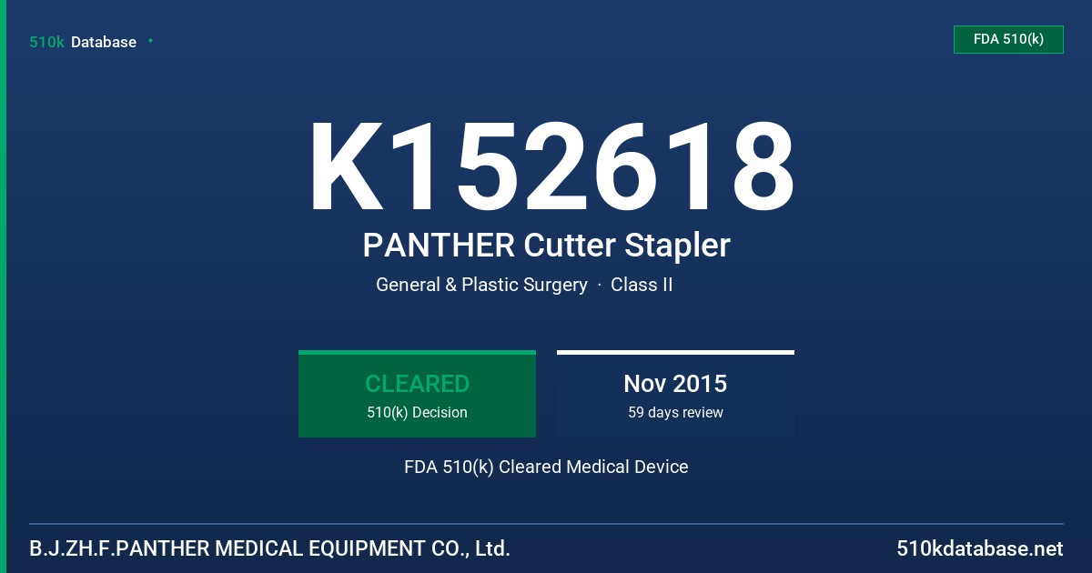 K152618 PANTHER Cutter Stapler FDA 510(k) Cleared Medical Device