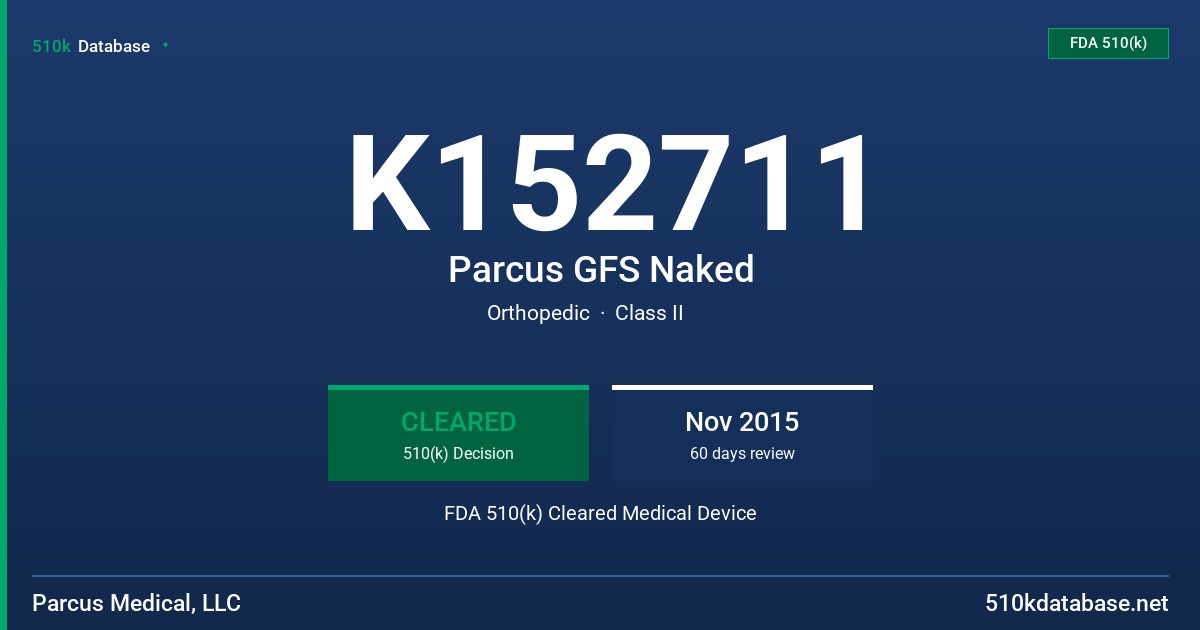 K152711 Parcus GFS Naked FDA 510(k) Cleared Medical Device
