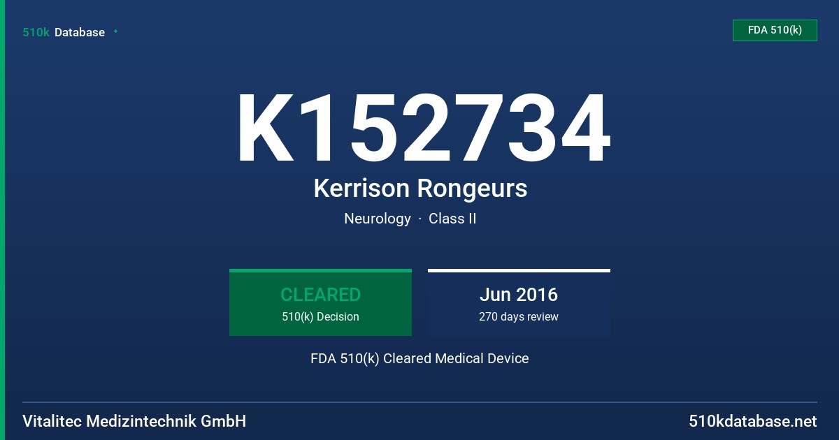 K152734 Kerrison Rongeurs FDA 510(k) Cleared Medical Device