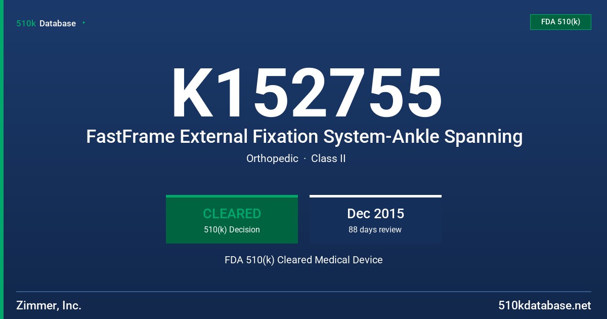 K152755 FastFrame External Fixation System-Ankle Spanning FDA 510(k) Cleared Medical Device